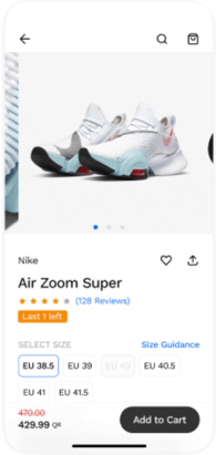 Product details — QuickCart screen